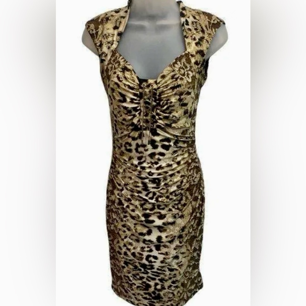 🤎 On-Trend FW2026🤎
Caché- Bodycon, Animal Print Ruched Gold Accents